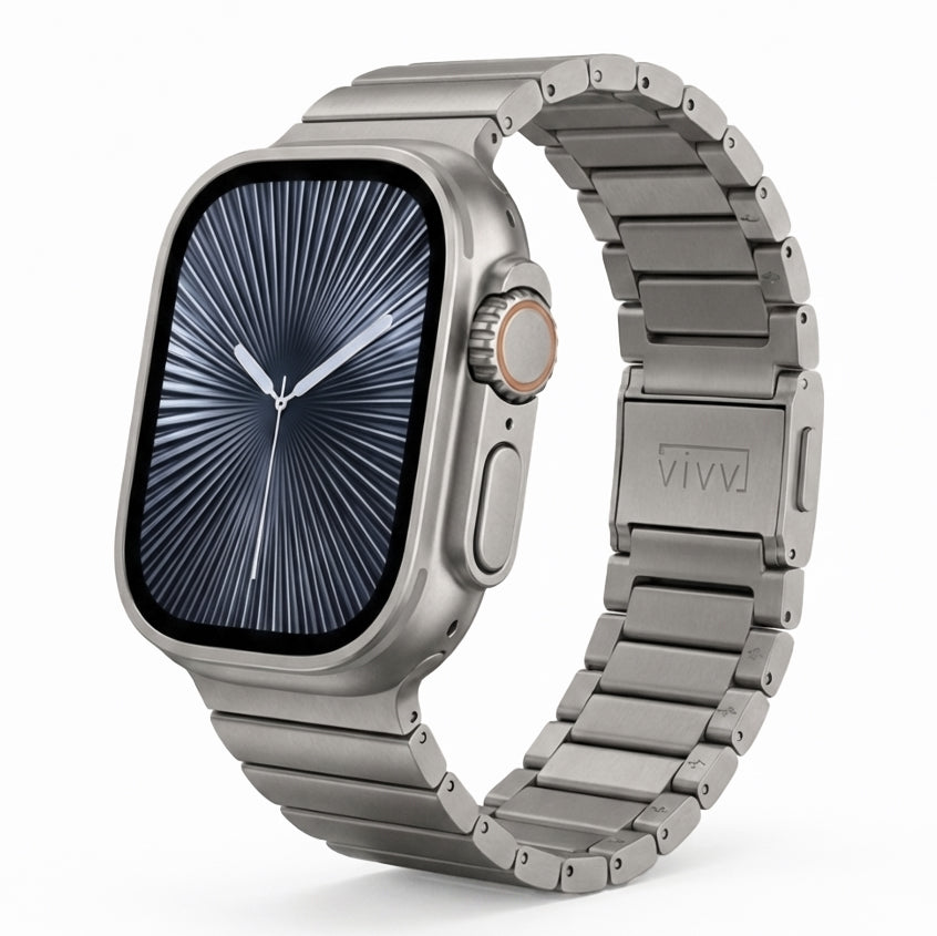 Titanium Bracelet Band V3 - Natural Titanium / Black