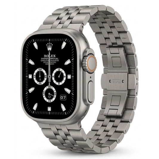 Titanium Bracelet Band V4 - Natural Titanium / Black