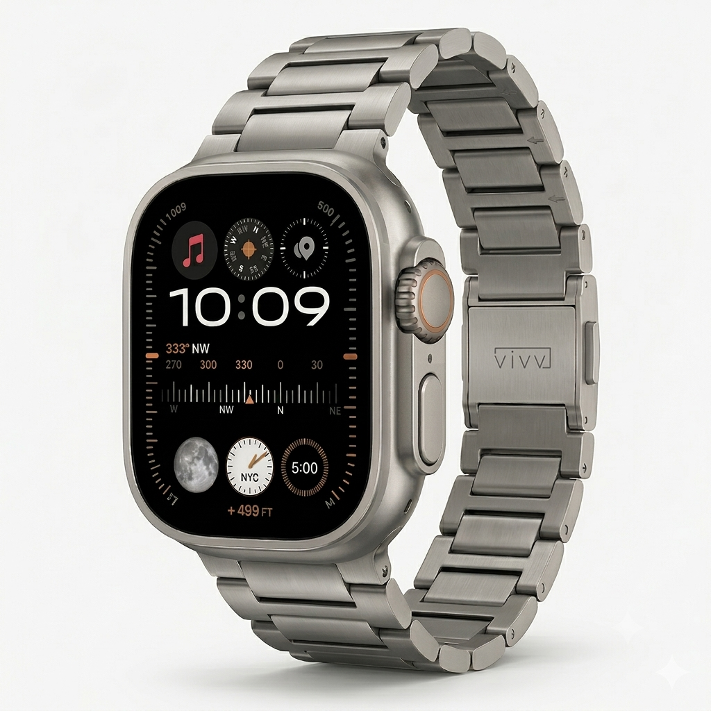 Titanium Bracelet Band V2 - Natural Titanium / Black