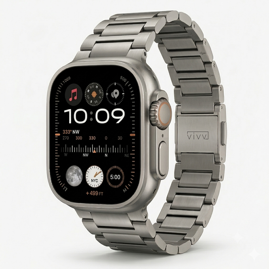 Titanium Bracelet Band V2 - Natural Titanium / Black